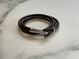 Silver hook leather bracelet